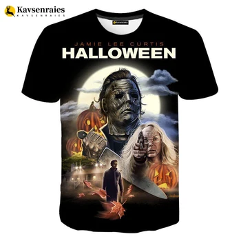 2023 Halloween 3D T-shirt Grozo Michael Myers Natisnjeni Ulične Prevelik Vrhovi Moški Ženske Poletje Moda Priložnostne Cool Majica s kratkimi rokavi
