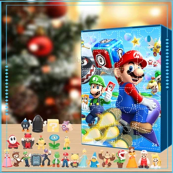 24pcs Super Mario Bros Božični Adventni Koledar Polje Igrače Kawaii Anime Slika Pvc Figur Model Lutka Igrače in Božična Darila Otroci