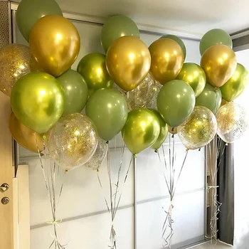 30pcs/set Retro Avokado, Zelena Chrome Zlato Rojstni dan Baloni Dekoracije Baby Tuš Dobave Poročni Obred Arch Balon