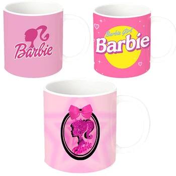 350 ml Fashion Barbie Lepe Keramične Pitje Skodelice z Ročajem Žlice Anime Kawaii Urad Kavo, Sok, Mleko Zajtrk Vodo, Vrč Darila