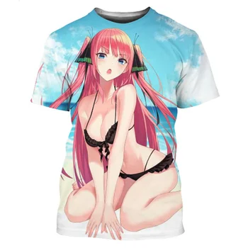 3D, Anime Je Quintessential Quintuplets Tiskanje T Shirt Nakano Itsuki Graphic T-majice Girls Moda Seksi Kratkimi Rokavi, Oblačila