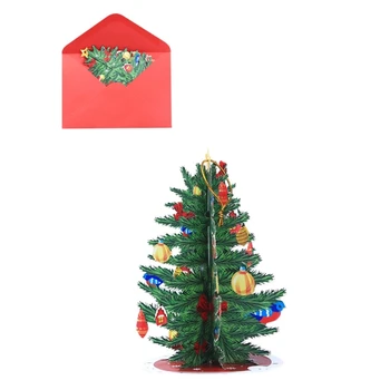 3D Božični Kartice Božič Božično Drevo Kartico, Ročno izdelane Voščilnice z Ovojnico za Počitnice Darila Padec ladijskega prometa