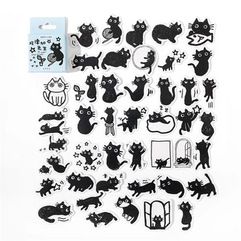 45Pcs/Veliko Srčkan Black Cat Nalepke Cartoon Živali Decals Scrapbooking Dopisnica Telefon DIY Dekoracijo Tiskovine Študent Dobave