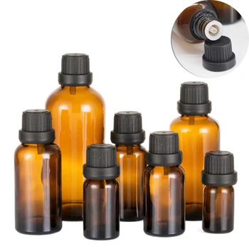 6Pcs 5/10/15/20/30ml Amber Steklenici Za Eterično Olje, Tekoče Parfum, ki se lahko ponovno polnijo Lab Vialah Z Euro Kapalko Odprtino Reduciranje