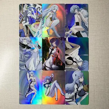 9Pcs/Set Japonske Anime EVA Ayanami Rei Kawaii Kartico DIY Hobi Zbirateljstvo Igre Anime Dveh Različnih Flash Seksi Kartice Darilo Igrače