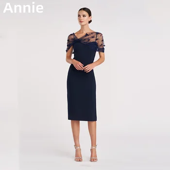 Annie Elegantno In Sweet Lady Prom Obleke 3D Našitek Til Večerno Obleko Gleženj Dolžina morska deklica Stranka Obleko Vestidos De Fiesta