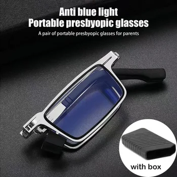 Anti-Modra Svetloba Blokiranje Zložljiva Obravnavi Očala Udobno Poln-Kovinski Okvir Za Očala Moških In Žensk Hd Ultra Lahki Prenosni