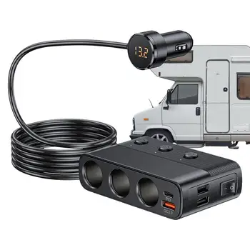 Avto Polnilec Adapter Večnamensko Lažji Plug Splitter 128W Lažji USB Polnilnik Z Napetost Zaslonu Za Tovornjak RV SUV