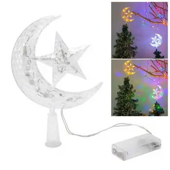 Božično Drevo Top Luna Star LED Luči Svetilka Več Razsvetljavo Načini Romantično Božično Drevo Pokrivalo Night Light Festival Ornament