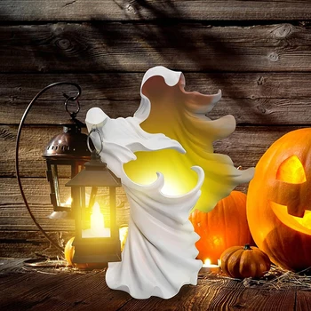 Halloween Grozljivo Grim Reaper Kip Sončne Svetlobe Pekel Messenger s Luč Kip Brezosebna Duha ali Dvorišču, Vrt, Teraso