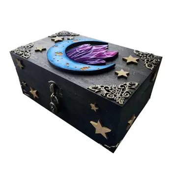 Halloween Lesena Škatla za Shranjevanje Rude Luna Gothic-tematskih Občutljivo Nakit Škatla za Shranjevanje Za Ogrlice, Prstani Božična Darila Polje