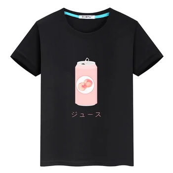 Japonski Breskev Sok Srčkan T-shirt 100% Bombaž Poletnih O-vratu T-shirt Fantje in Dekleta Kawaii Risanka Otroci Tshirt O-vratu Tees