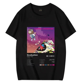 Kanye West Diplomi Plakat T Shirt 2024 Priložnostne Grafike Vrhovi Moški Ženske Letnik Hip Hop ulične kratkimi rokavi, Unisex Tees