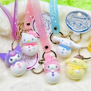 Kawaii Miniso Kuromi Moja Melodija Cinnamoroll Pozdravljeni Kittys Snežaka Serije Risanke Keychain Obesek Lepe Verige Ustvarjalne Čar