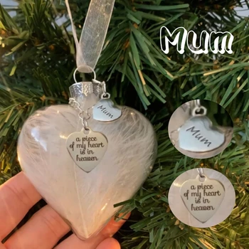 Kos Moje Srce Je v Nebesih Ljubezen Priložnostnim Obesek Božič trgovina s Prozorno Plastično Žogo Oče /Mama Memorial Ornament