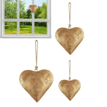 Kovinsko Srce Stenske Slike v Obliki Srca, iz Železa Ornament Z Zlatim Starinsko Konča Letnik Kovinsko Srce Wall Art Valentinovo