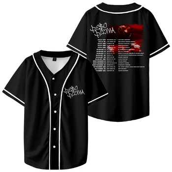 Peso Pluma Merch 2023 World Tour Baseball Jersey Majica V-Neck Kratek Rokav Ulične Žensk, Moških Hip Hop Oblačila
