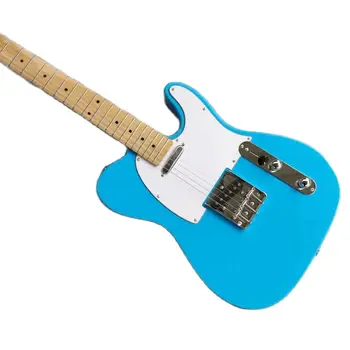 Po meri modra električna kitara, bele garde, javor fingerboard. Brezplačna dostava