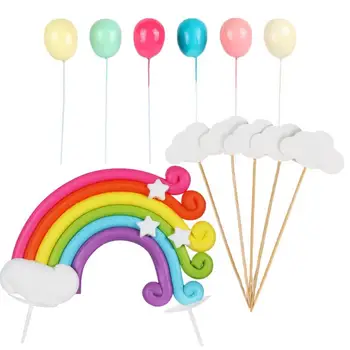 Poročna Torta Zastav Ustvarjalne Pisane Oblak Balon Cupcake Vstavite Kartico Zastav, Namiznih Torta Okraski Mavrica Oblaki Odlikovanja