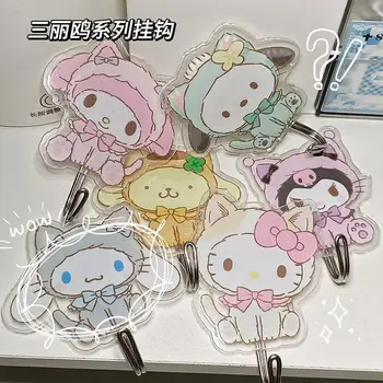 Sanrio Hello Kitty Melodijo Kuromi Kavljem Visoko Akril Ne Risanka Izsekavanje Lepilo Kavelj Za Shranjevanje Traceless Videz Stene Kavelj