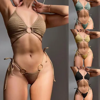 Seksi Bikini 2023 Ženske Kopalke Ženski Mikro Bikini Nastavite Trdno Push Up Kopalke Bikini Komplet Obroč Kopalke Brazilski Biquini