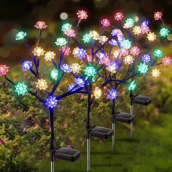 Solar Powered Cvet Svetilke Vrtne Luči na Prostem Nepremočljiva Barvite Sončne LED Vila Lučka za Dvorišče in Vrt Krajine Dekoracijo