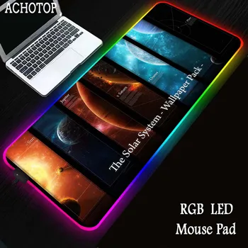 Solarni Sistem RGB Mousepad LED Osvetlitvijo Mouse Pad XXL Gumijasto Preprogo Zaklenjena Rob Miško Mat 900x400mm Igranje Speed Keyboard Blazine