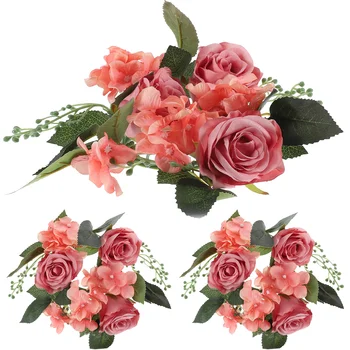 Sveča Obroči Obroči Umetno Rose Cvet Sveča Obroč za Poroko Tabela Stranka Doma Dekor