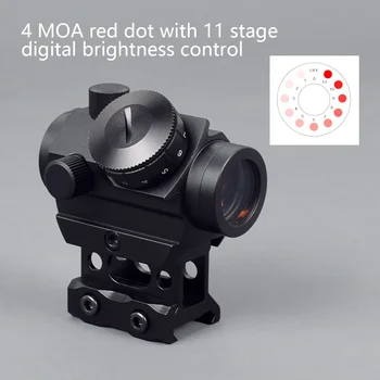 Taktično 1x20mm RDS-25 3MOA Red Dot Sight Collimator Airsoft Pištolo Puško Področje Pogled z 1 cm 20mm Riser Železniškega Gori Lov