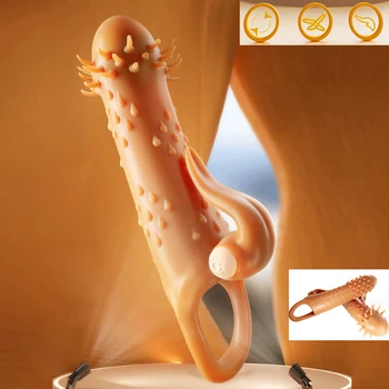 Vibrator Penis Rokav Extender Velike Večkratno uporabo Penis Kondom Zamudo Izliv G Točko Masaža Sex Igrača za Moške Kurac Enlarger