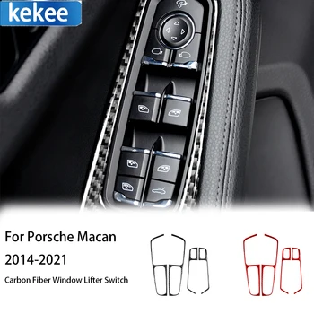 Za Porsche Macan 2014-2021 Pravi Ogljikovih Vlaken Dodatki Avto Window Lifter Stikala Nadzorna Plošča Nalepko Okvir Dekorativne Nalepke