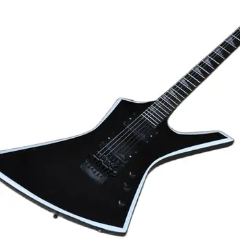 customizedsales 6 niz električne kitare, posebno v obliki črnega telesa z belim robom, javor barva vratu, lahko prilagodite.brezplačno sh