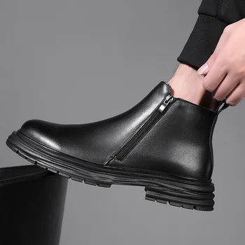 moški priložnostne chelsea škornji črna eleganca platforma čevlji poslovnih urad obleko kavboj gleženj boot pravega usnja kratek botas hombre